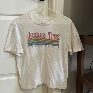 White Joshua Tree T-Shirt, slightly cropped